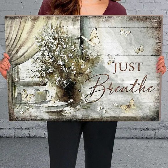 Hobby Lobby Other - "Just Breathe" Framed Canvas Painting